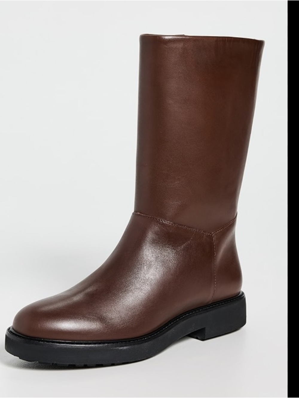 Never Worn Reformation Dorinda Brown Mid-Calf Leather Boot with Black Sole